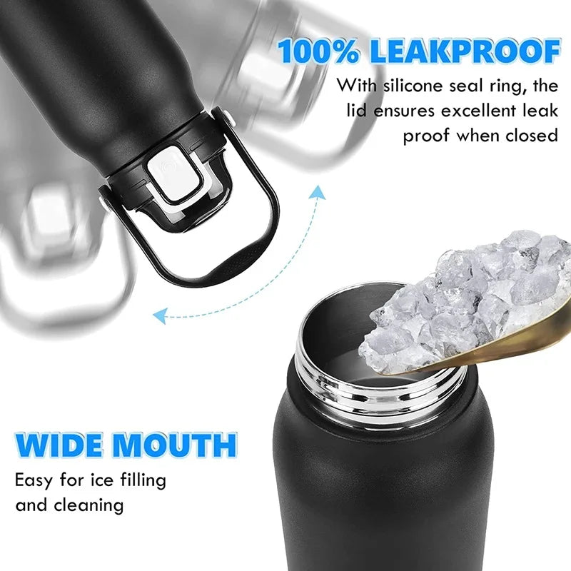68 oz Large Capacity Stainless Steel Thermo Bottle with Straw, Hot and Cold Tumbler for Gym, Vacuum Flask