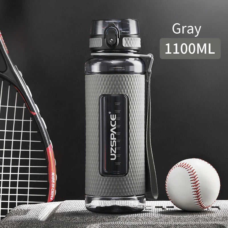 13.5 oz - 37 oz UZSPACE Sport Water Bottles BPA Free Portable Gym Anti-fall Leak-proof Large Capacity Fitness Kettle Tritan Plastic Drink Bottle