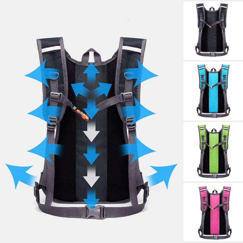 New Cycling Hydration Backpack with 68 oz Water Bladder for Bicycle Riding, Running, and Outdoor Activities, Reflective Pack