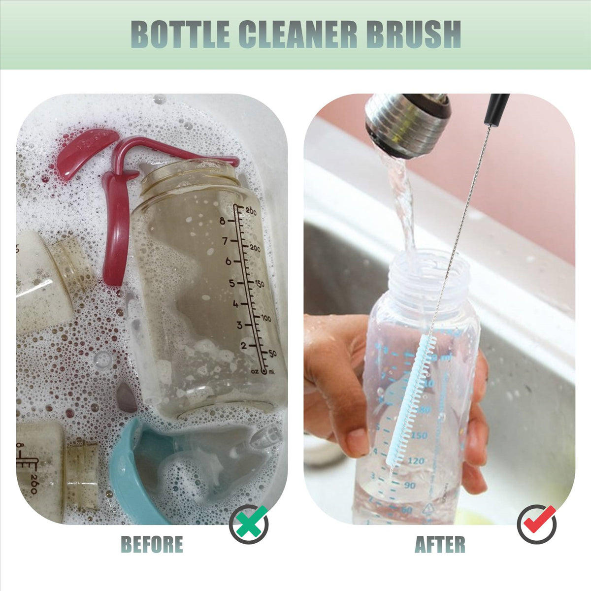 Stainless Steel Water Bottle Cleaning Brush Set – Long Handle Bottle Cleaner for Narrow Neck Bottles | Durable & Effective Cleaning Tools