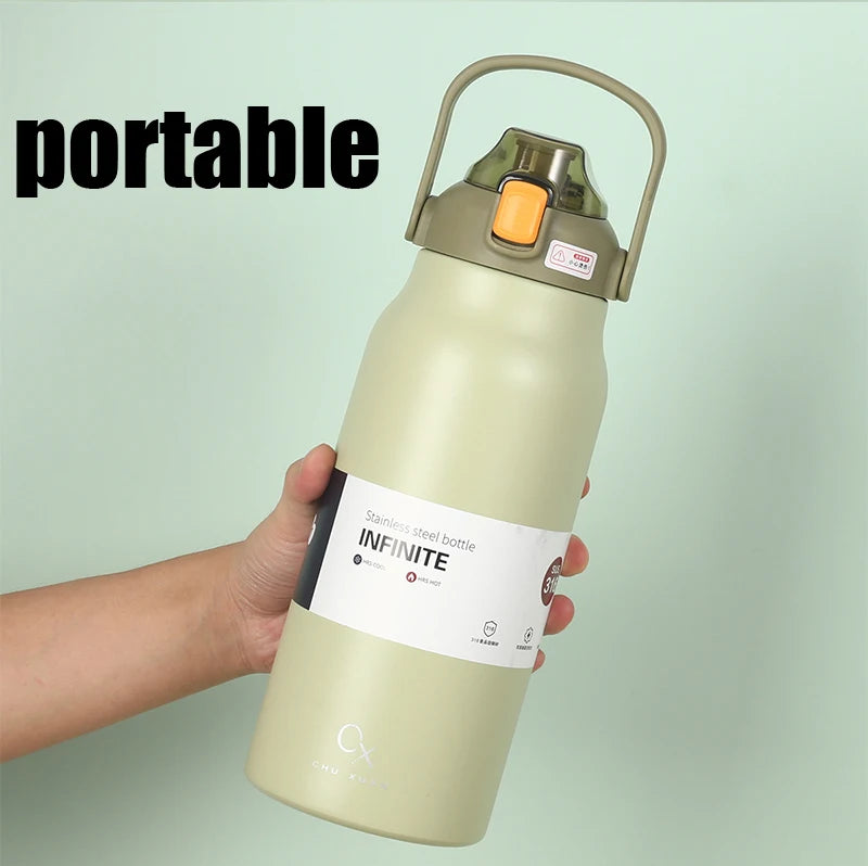 57 oz Large Capacity Thermo Bottle, Portable Stainless Steel Thermos for Hot and Cold Drinks, Outdoor Vacuum Flask Tumbler