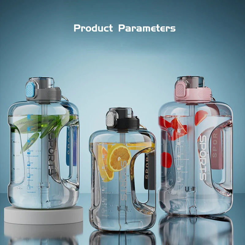 57 oz / 85 oz / 128 oz Fitness Cup, BPA Free Drinking Bottle, Large Capacity Portable Sports Water Bottle with Straw