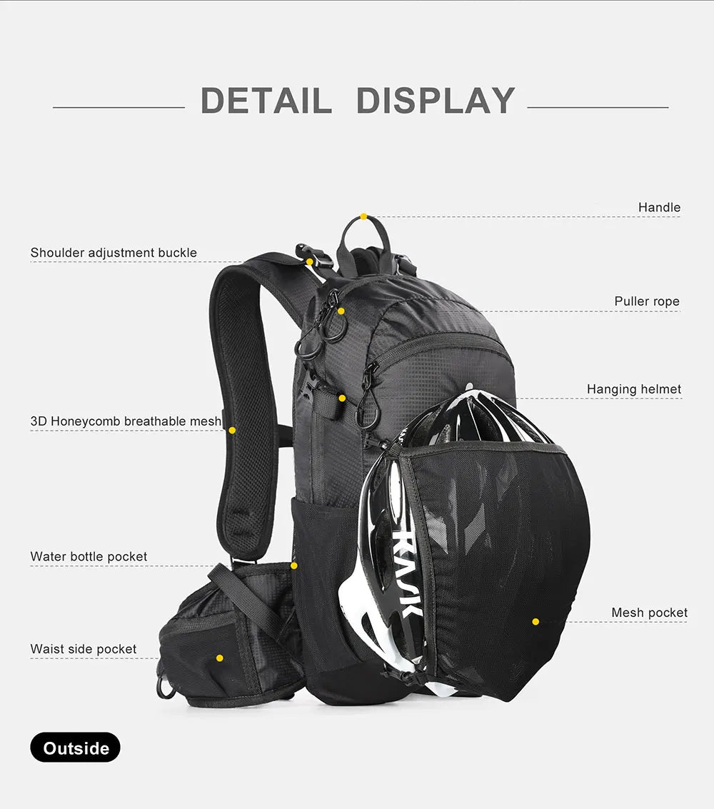 Rhinowalk 12L Portable Cycling Backpack, Hydration Pack for Road Cycling, Hiking, Climbing, and Outdoor Sports