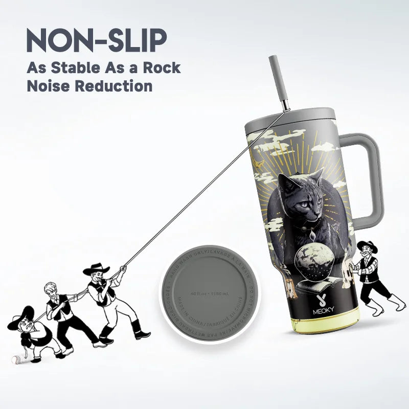 Meoky 40 oz Vacuum Cup Tumbler Straw Cup with Lid Stainless Steel Large Capacity Car Mug Leak-proof Juice Coffee Cup Food Grade