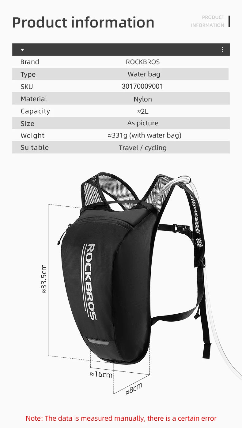 ROCKBROS Hydration Backpack with 68 oz Water Bladder, Reflective and Stable Running Vest for Riding and Outdoor Activities