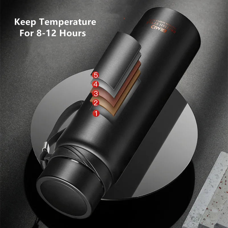 34 oz / 54 oz Double Stainless Steel Vacuum Flask with Filter, Large Capacity Portable Sport Thermos Mug for Coffee and Tea Tumbler