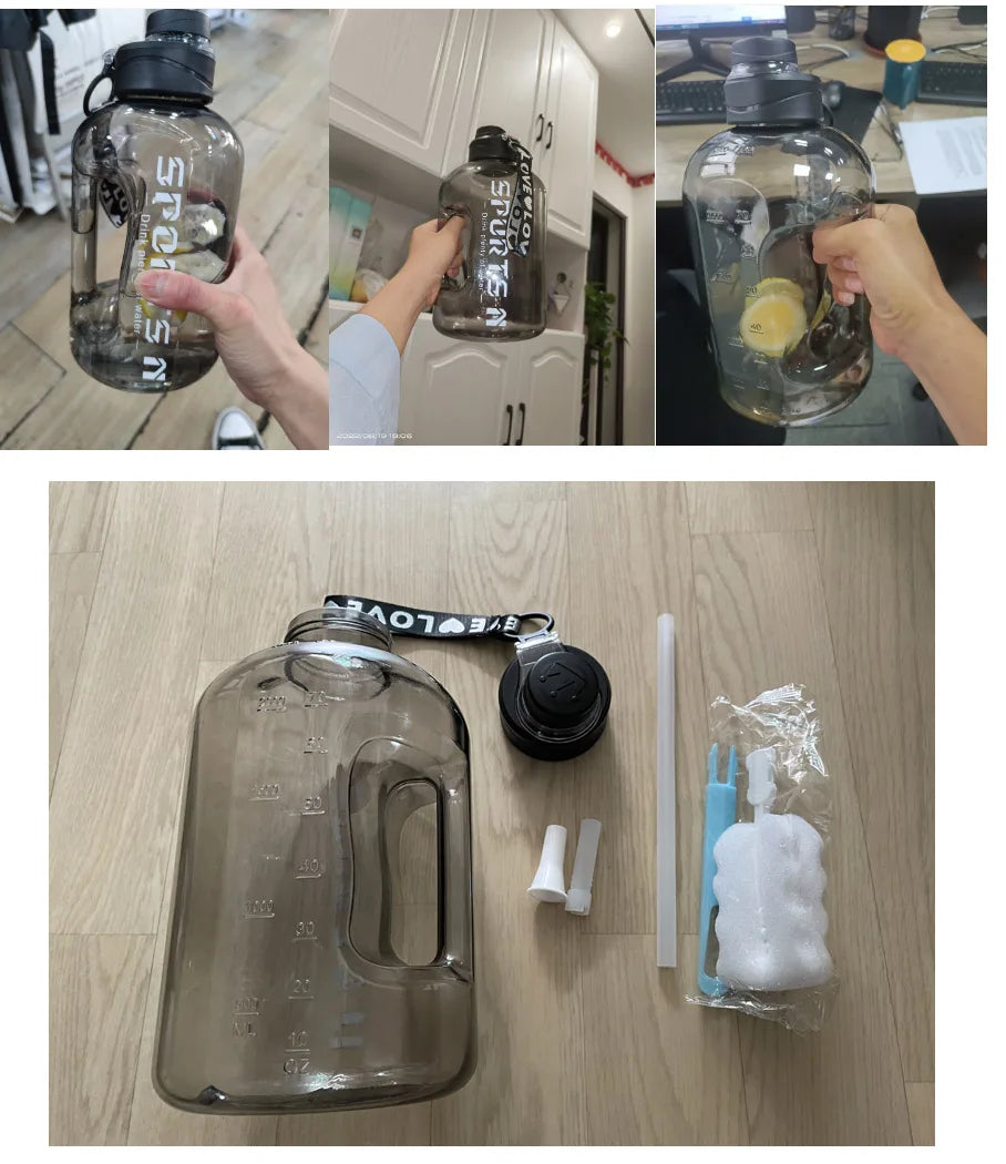 34 oz to 169 oz Gym Cycling Bottle, Outdoor Sports Large Capacity Water Bottle, Fitness Kettle, BPA Free Scale Drink Bottle