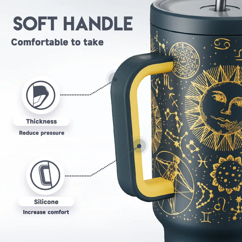 Meoky 40 oz Vacuum Cup Tumbler Straw Cup with Lid Stainless Steel Large Capacity Car Mug Leak-proof Juice Coffee Cup Food Grade