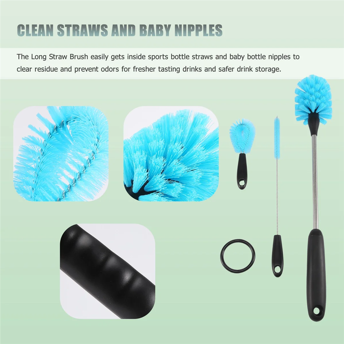 Stainless Steel Water Bottle Cleaning Brush Set – Long Handle Bottle Cleaner for Narrow Neck Bottles | Durable & Effective Cleaning Tools