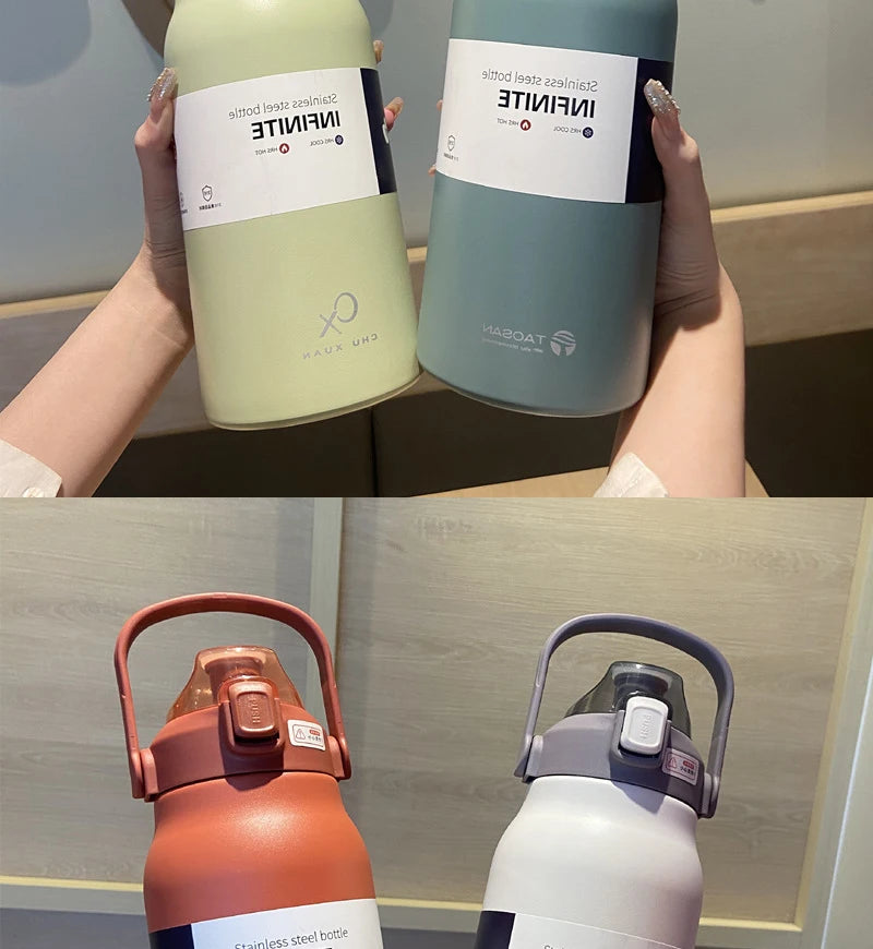 57 oz Large Capacity Thermo Bottle, Portable Stainless Steel Thermos for Hot and Cold Drinks, Outdoor Vacuum Flask Tumbler