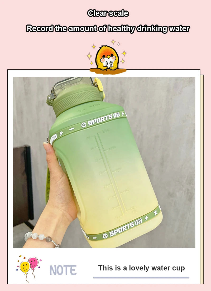50 oz / 68 oz / 78 oz Sports Water Bottle with Silicone Straw, Large Capacity with Scale, Portable Gradient Kettle