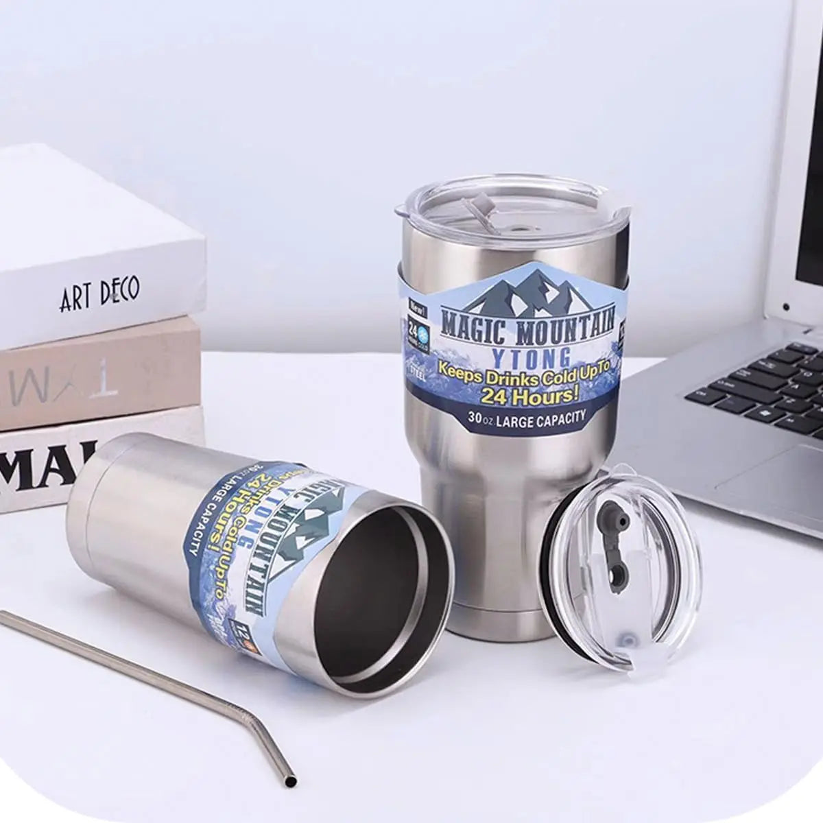 30 oz Stainless Steel Thermos Cup, Insulated Coffee and Water Bottle for Travel, Car, and Camping