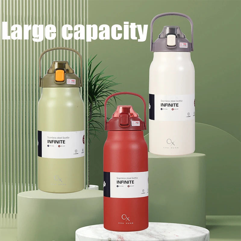 57 oz Large Capacity Thermo Bottle, Portable Stainless Steel Thermos for Hot and Cold Drinks, Outdoor Vacuum Flask Tumbler