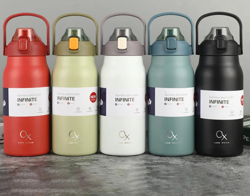57 oz Large Capacity Thermo Bottle, Portable Stainless Steel Thermos for Hot and Cold Drinks, Outdoor Vacuum Flask Tumbler