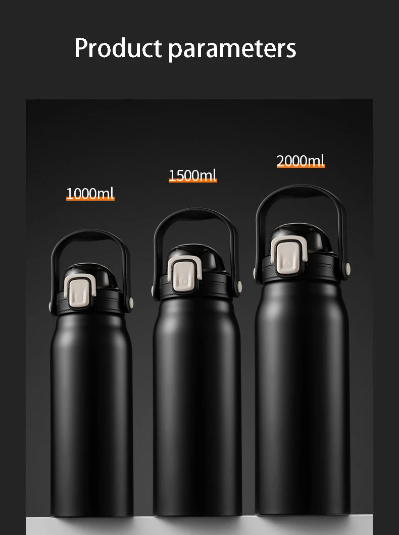 68 oz Large Capacity Stainless Steel Thermo Bottle with Straw, Hot and Cold Tumbler for Gym, Vacuum Flask