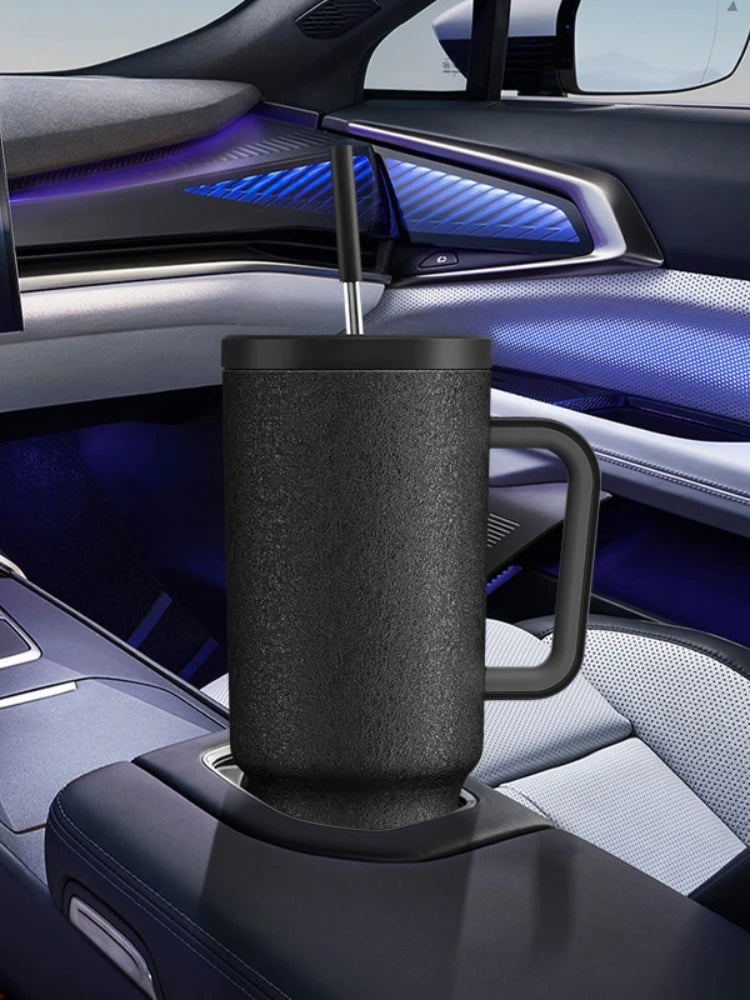 Meoky Tumbler with Handle Straw 40oz/1182ml Thermos Bottle Cold Ice Stainless Steel Simple Car Mug Water Bottle Coffee Cup