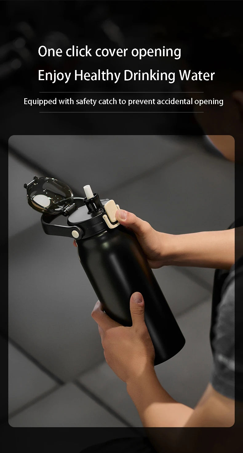 68 oz Large Capacity Stainless Steel Thermo Bottle with Straw, Hot and Cold Tumbler for Gym, Vacuum Flask