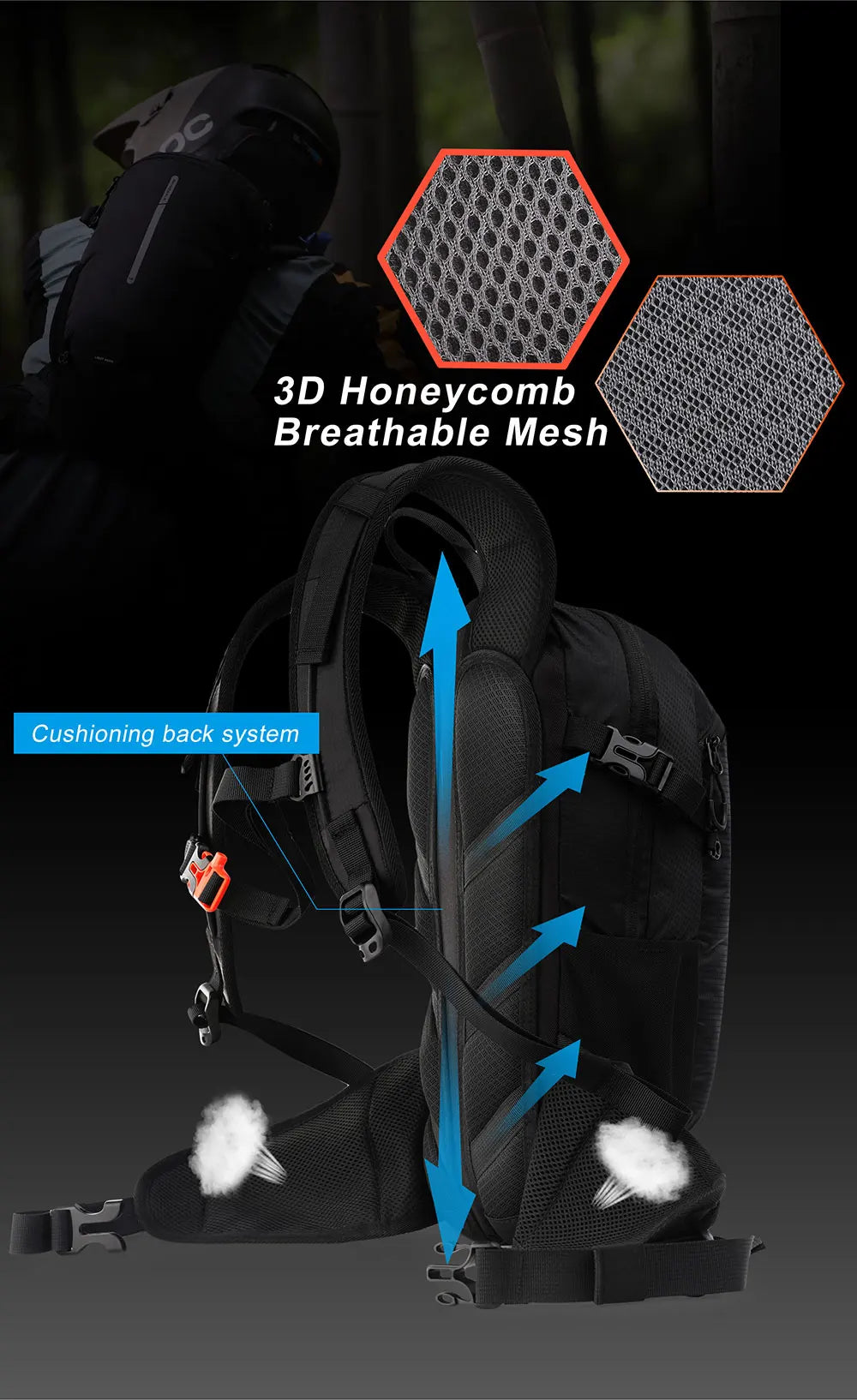 Rhinowalk 12L Portable Cycling Backpack, Hydration Pack for Road Cycling, Hiking, Climbing, and Outdoor Sports