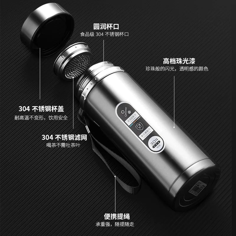 18 oz / 25 oz / 30 oz High Capacity Stainless Steel Business Thermos Mug, Insulated Water Bottle, Portable Vacuum Flask for Office and Tea