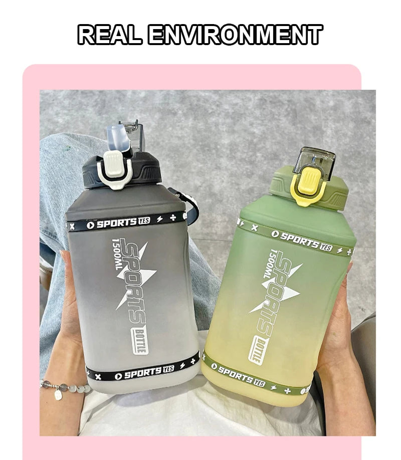 50 oz / 68 oz / 78 oz Sports Water Bottle with Silicone Straw, Large Capacity with Scale, Portable Gradient Kettle