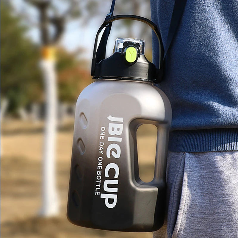101 oz Sports Water Bottle with Handle, Large Capacity Fitness Bottle with Scale, Gradient Kettle, Outdoor Plastic Portable Water Bottle