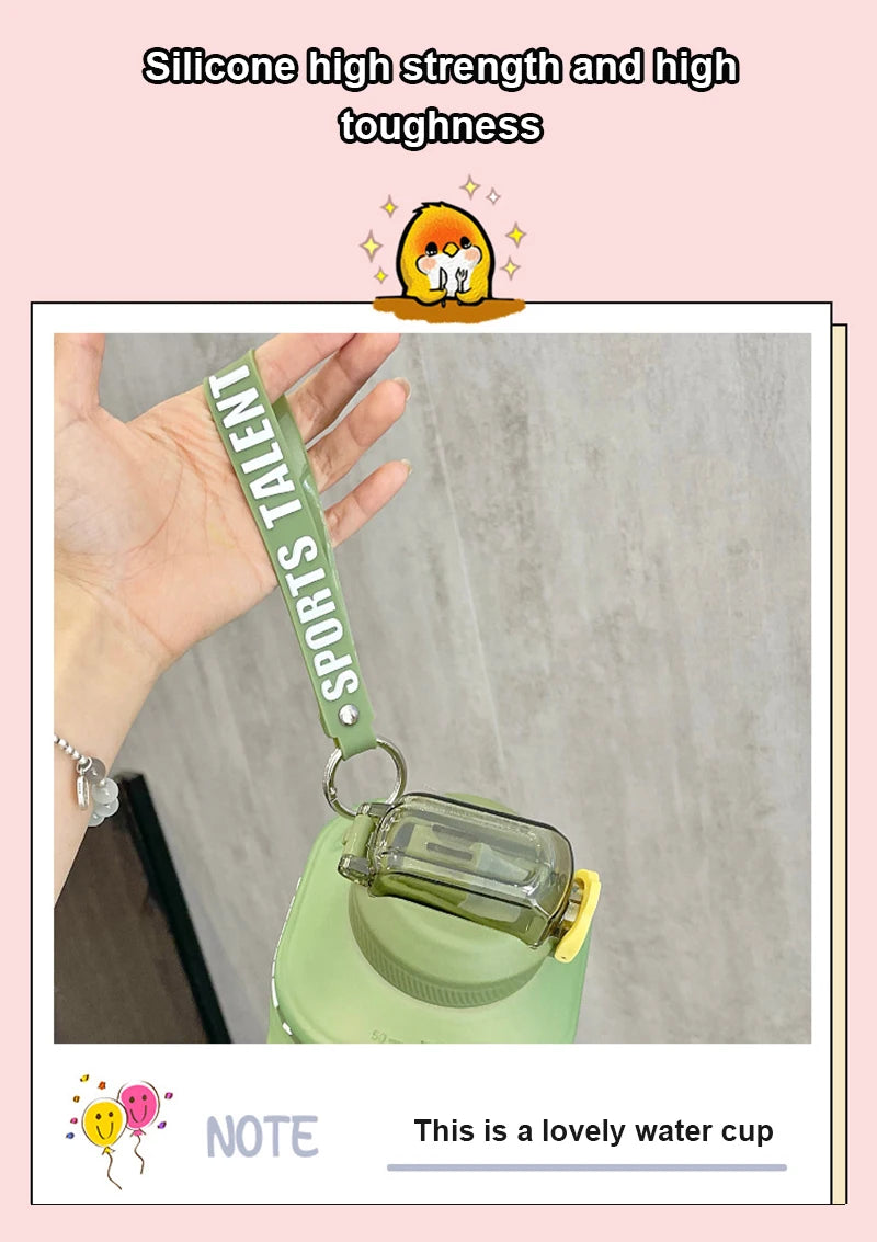 50 oz / 68 oz / 78 oz Sports Water Bottle with Silicone Straw, Large Capacity with Scale, Portable Gradient Kettle