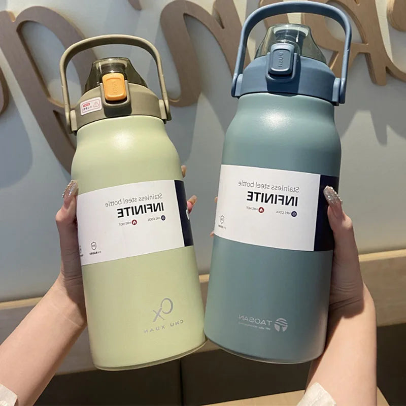 57 oz Large Capacity Thermo Bottle, Portable Stainless Steel Thermos for Hot and Cold Drinks, Outdoor Vacuum Flask Tumbler