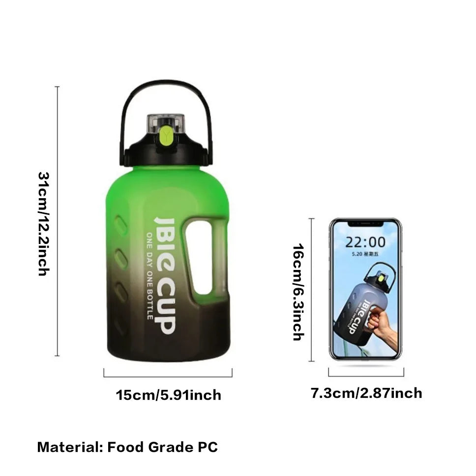 101 oz Sports Water Bottle with Handle, Large Capacity Fitness Bottle with Scale, Gradient Kettle, Outdoor Plastic Portable Water Bottle