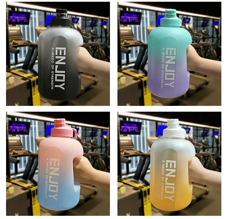 101 oz Sports Water Bottle with Handle, Large Capacity Fitness Bottle with Scale, Gradient Kettle, Outdoor Plastic Portable Water Bottle