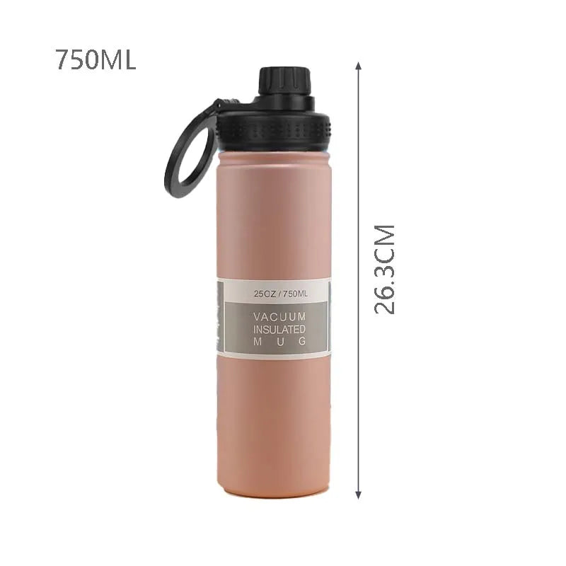 25 oz Stainless Steel Vacuum Bottle with Magnetic Bracket, Large Capacity Insulated Water Bottle for Travel and Sports