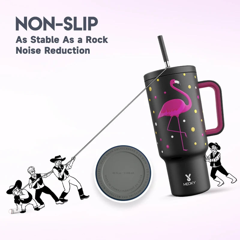 Meoky 40 oz Vacuum Cup Tumbler Straw Cup with Lid Stainless Steel Large Capacity Car Mug Leak-proof Juice Coffee Cup Food Grade