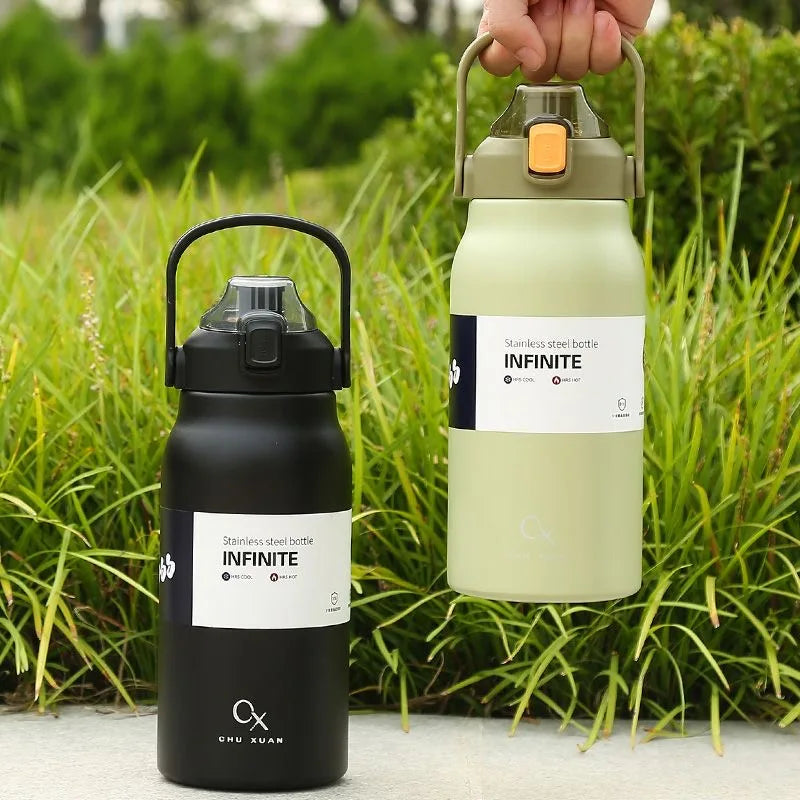 57 oz Large Capacity Thermo Bottle, Portable Stainless Steel Thermos for Hot and Cold Drinks, Outdoor Vacuum Flask Tumbler