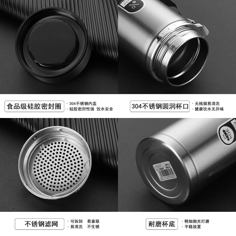 18 oz / 25 oz / 30 oz High Capacity Stainless Steel Business Thermos Mug, Insulated Water Bottle, Portable Vacuum Flask for Office and Tea