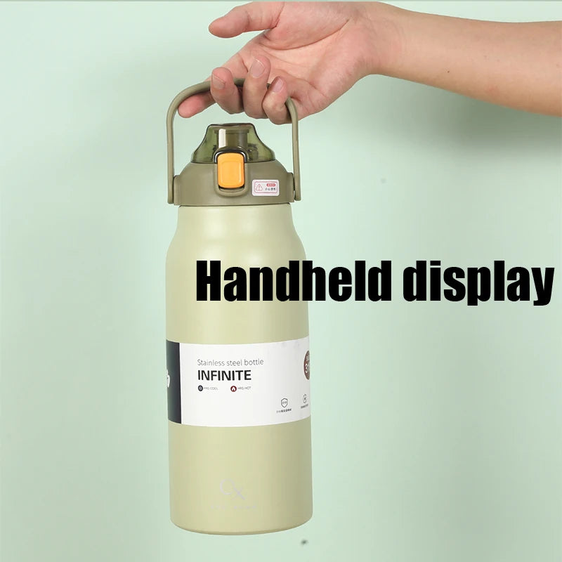 57 oz Large Capacity Thermo Bottle, Portable Stainless Steel Thermos for Hot and Cold Drinks, Outdoor Vacuum Flask Tumbler