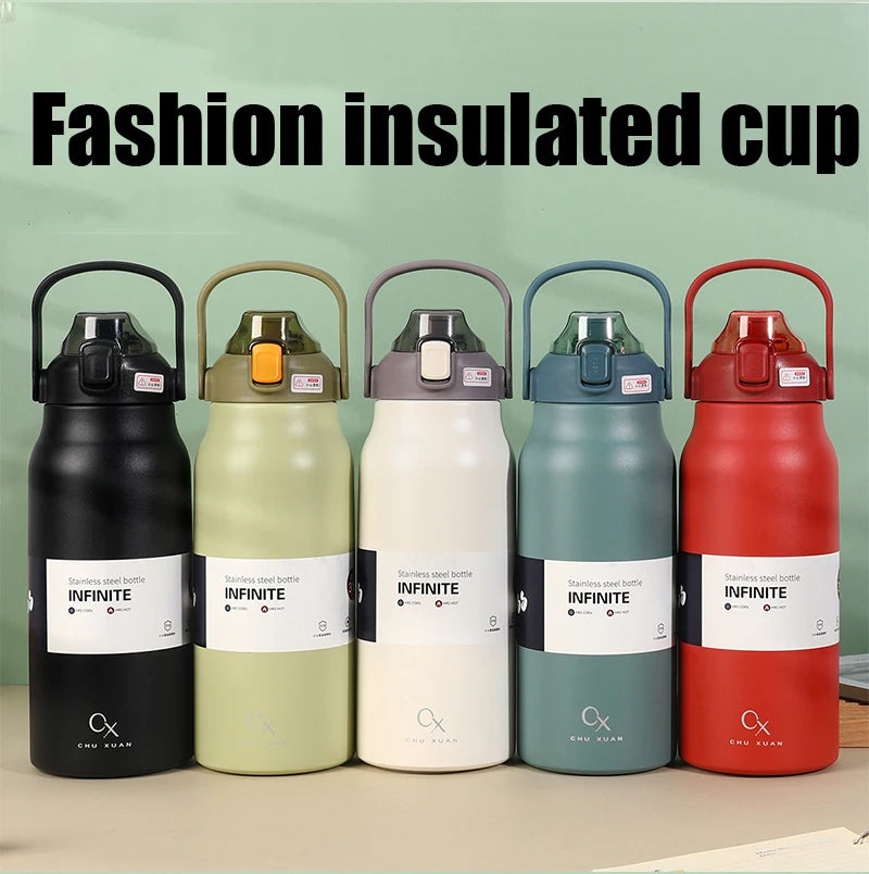 57 oz Large Capacity Thermo Bottle, Portable Stainless Steel Thermos for Hot and Cold Drinks, Outdoor Vacuum Flask Tumbler