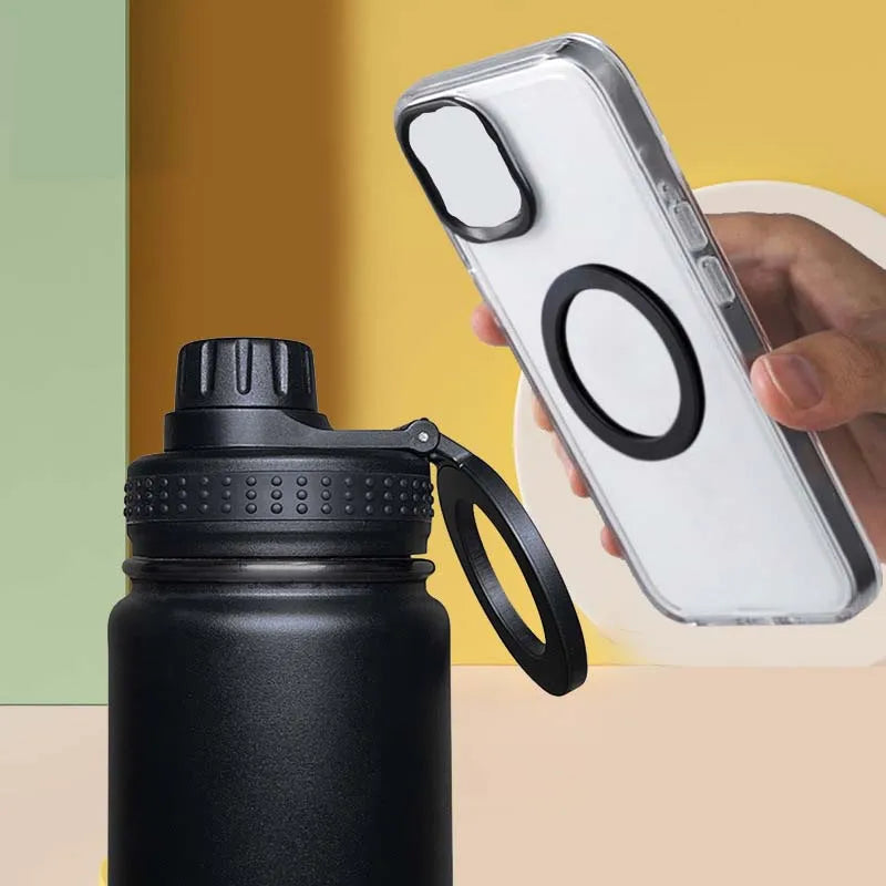 25 oz Stainless Steel Vacuum Bottle with Magnetic Bracket, Large Capacity Insulated Water Bottle for Travel and Sports