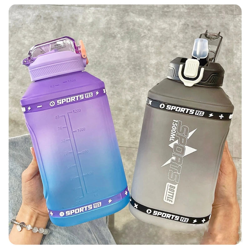 50 oz / 68 oz / 78 oz Sports Water Bottle with Silicone Straw, Large Capacity with Scale, Portable Gradient Kettle