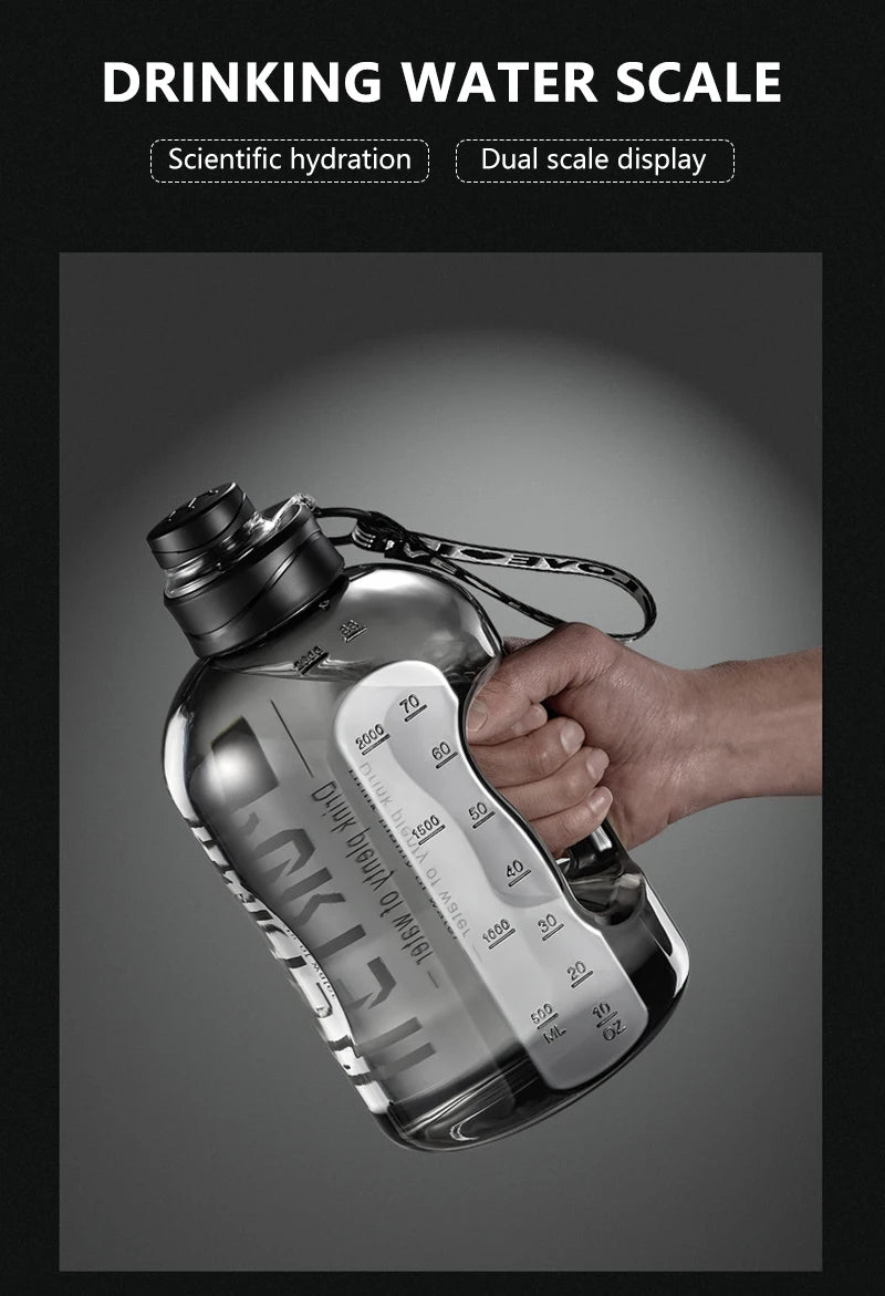 34 oz to 169 oz Gym Cycling Bottle, Outdoor Sports Large Capacity Water Bottle, Fitness Kettle, BPA Free Scale Drink Bottle