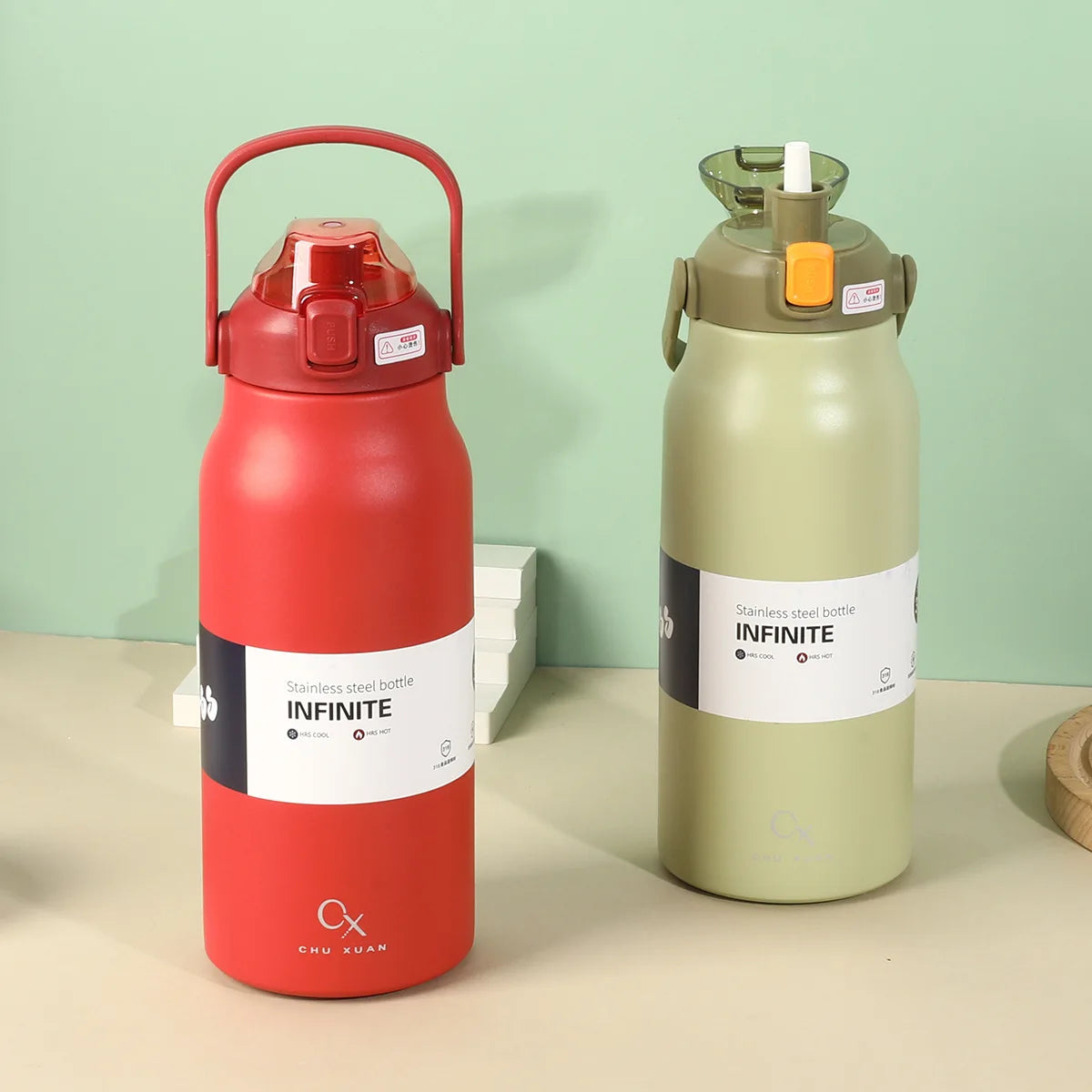 57 oz Large Capacity Thermo Bottle, Portable Stainless Steel Thermos for Hot and Cold Drinks, Outdoor Vacuum Flask Tumbler