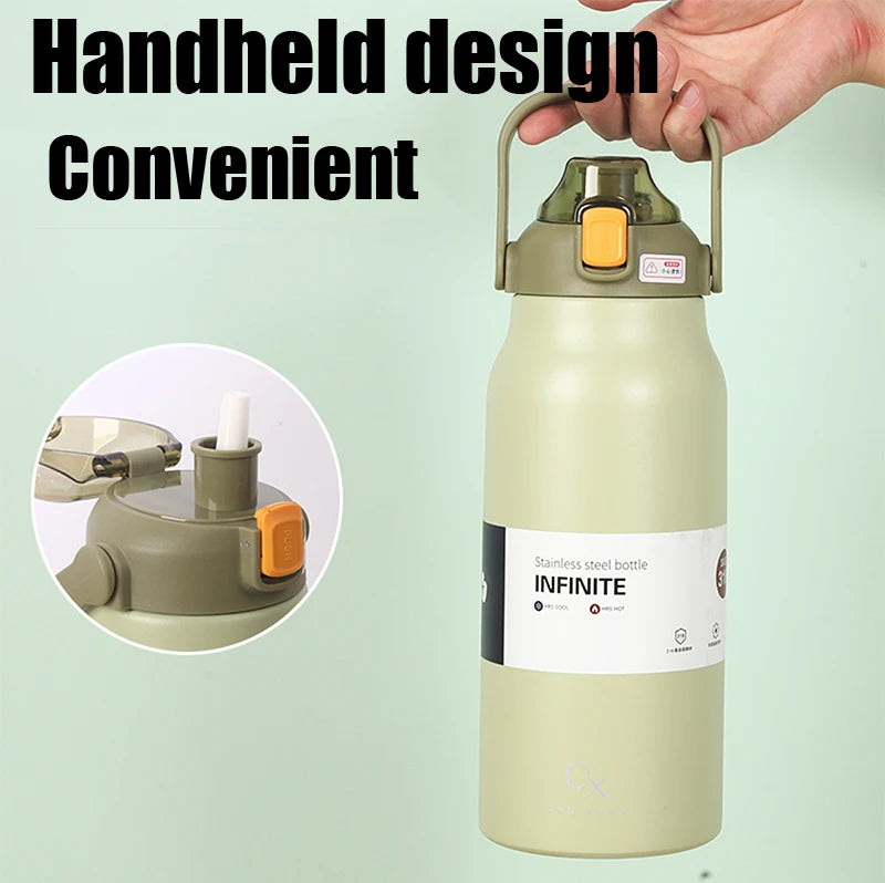 57 oz Large Capacity Thermo Bottle, Portable Stainless Steel Thermos for Hot and Cold Drinks, Outdoor Vacuum Flask Tumbler