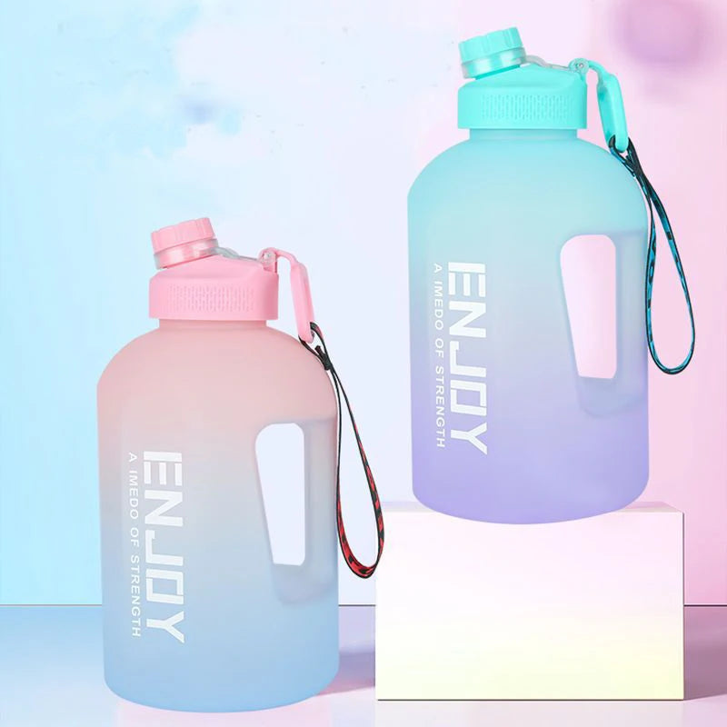 101 oz Sports Water Bottle with Handle, Large Capacity Fitness Bottle with Scale, Gradient Kettle, Outdoor Plastic Portable Water Bottle