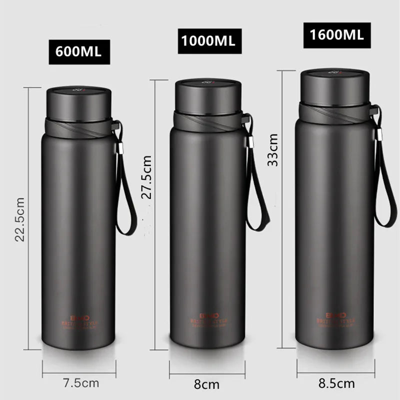 34 oz / 54 oz Double Stainless Steel Vacuum Flask with Filter, Large Capacity Portable Sport Thermos Mug for Coffee and Tea Tumbler