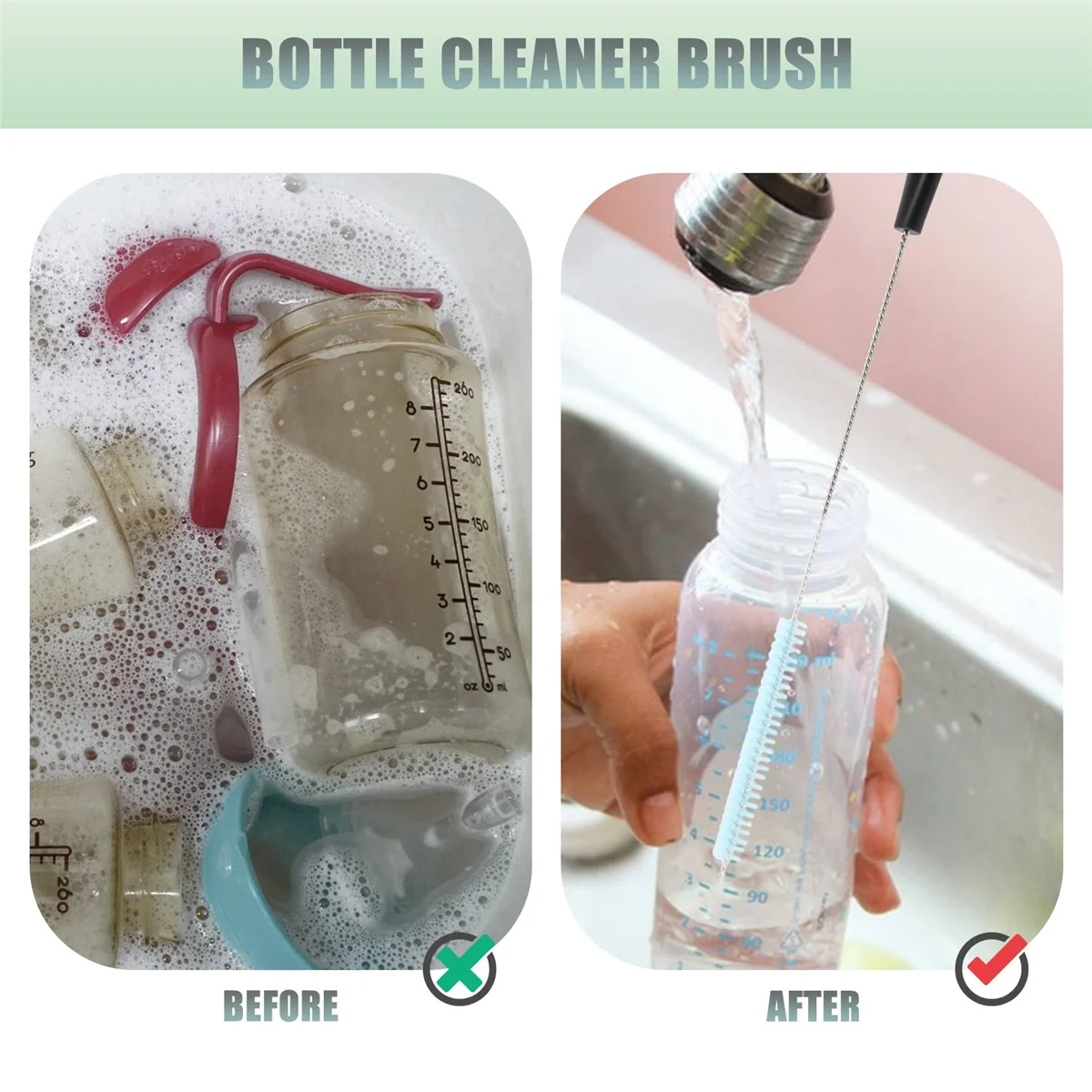 Stainless Steel Water Bottle Cleaning Brush Set – Long Handle Bottle Cleaner for Narrow Neck Bottles | Durable & Effective Cleaning Tools