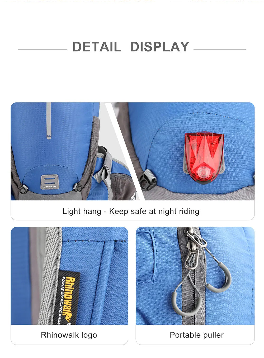 Rhinowalk 12L Portable Cycling Backpack, Hydration Pack for Road Cycling, Hiking, Climbing, and Outdoor Sports
