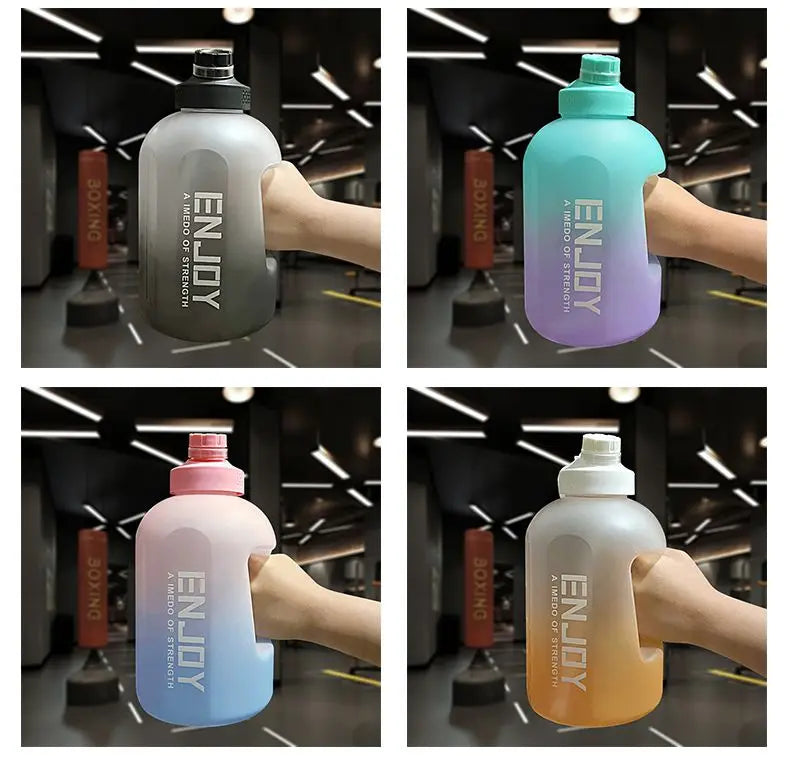 101 oz Sports Water Bottle with Handle, Large Capacity Fitness Bottle with Scale, Gradient Kettle, Outdoor Plastic Portable Water Bottle