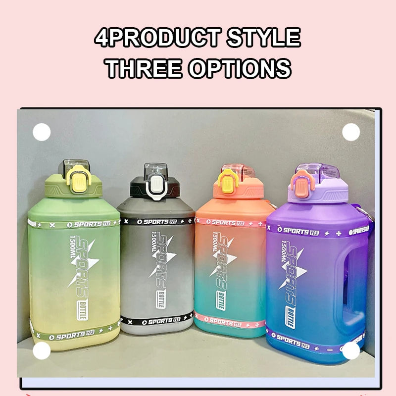 50 oz / 68 oz / 78 oz Sports Water Bottle with Silicone Straw, Large Capacity with Scale, Portable Gradient Kettle