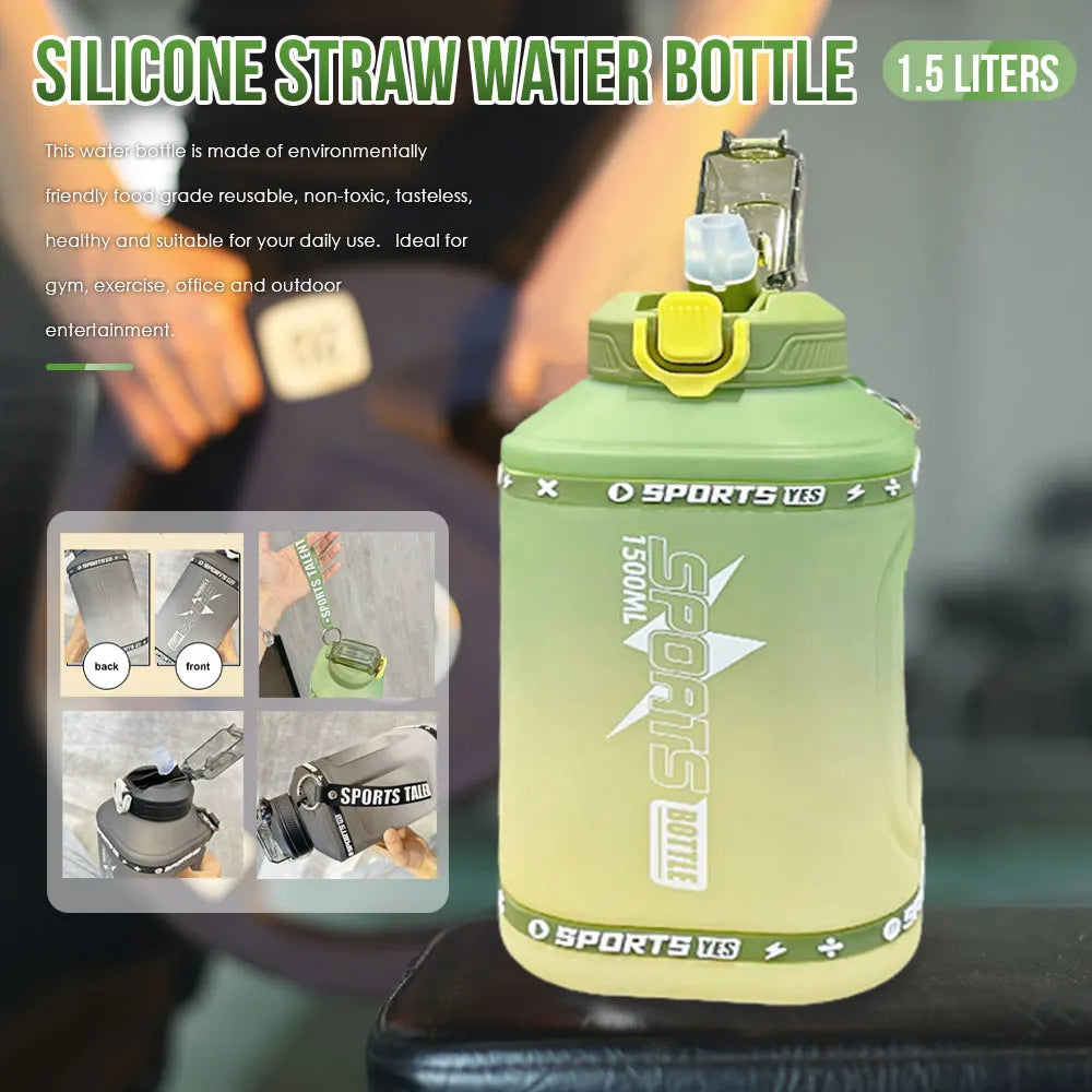 50 oz / 68 oz / 78 oz Sports Water Bottle with Silicone Straw, Large Capacity with Scale, Portable Gradient Kettle