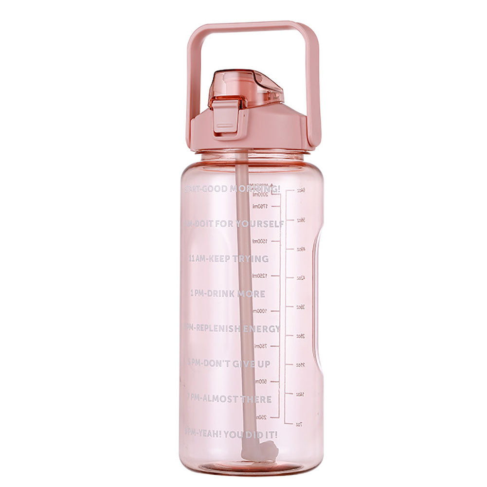 68 oz Portable Water Bottle, Large Capacity Plastic Straw Cup with Time Marker for Outdoor Sports and Fitness