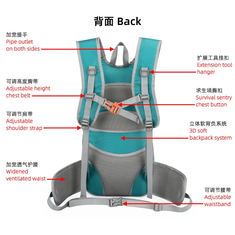 Outdoor Sport Cycling Rucksack Running Water Bag Storage Hydration Backpack UltraLight Hiking Bike Riding Pack Bladder Knapsack