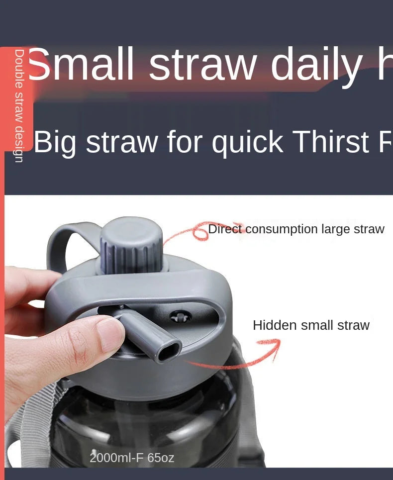 34 oz / 68 oz / 101 oz Large Capacity Water Bottle with Super Large Straw, Portable Plastic Space Cup for Outdoor Sportspacity 1L2L 3L Super Large Straw Cup Portable Dinkware Plastic Space Cup Drink Bottle Outdoor Sports Kettle